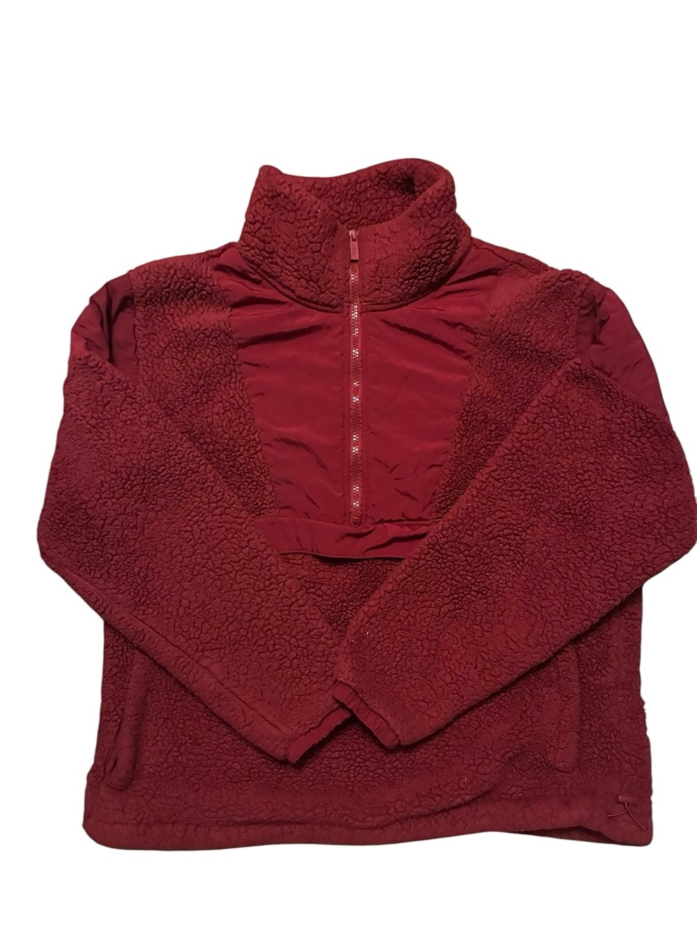 PINK Victoria's Secret Burgundy Sherpa Half-Zip Pullover